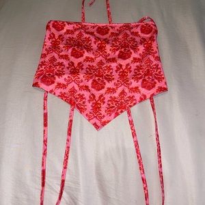 Pink Crop Top Ties from the Back